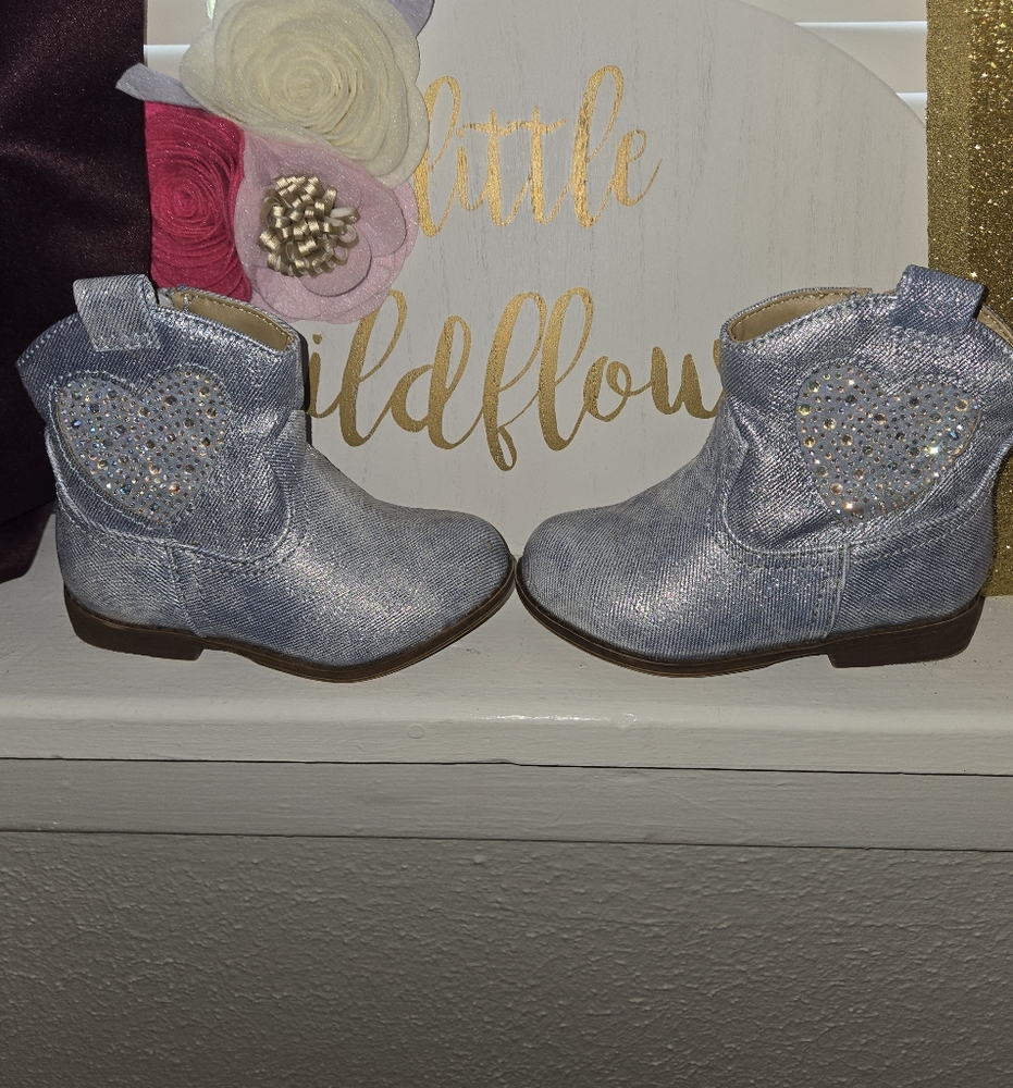 Glittery Toddler Boots with Heart Design